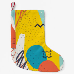 Creative doodle art header with different shapes a small christmas stocking