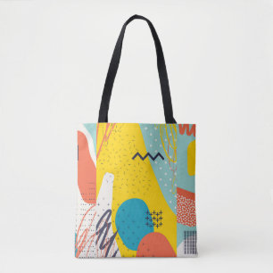 Creative doodle art header with different shapes a tote bag