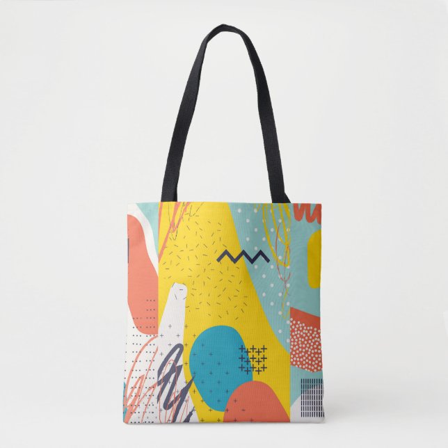 Creative doodle art header with different shapes a tote bag (Front)