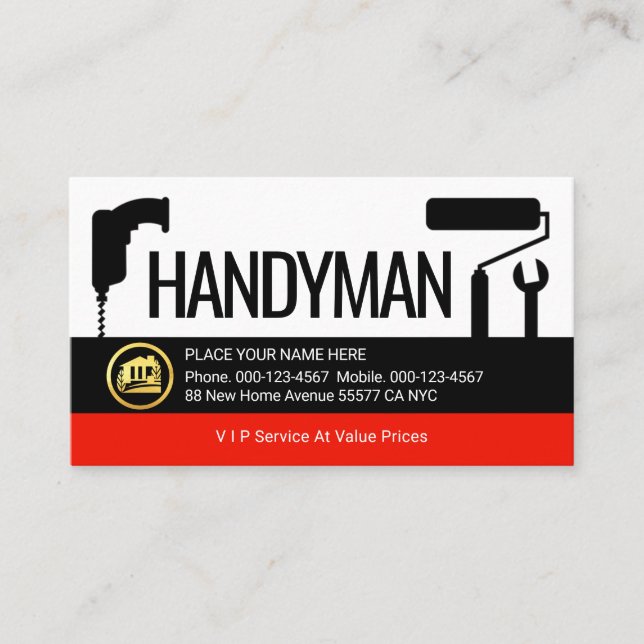 Creative Drill Brush Spanner Placard Business Card (Front)