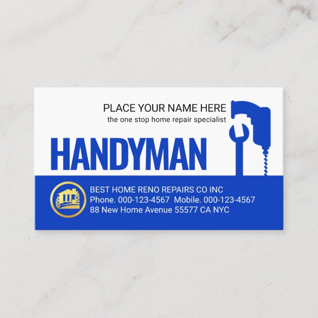 Creative Drill Spanner Handyman Tools Business Card (Front)
