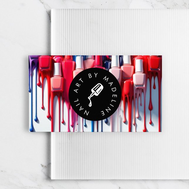 Creative Dripping Polish Logo Nail Artist Salon  Business Card (Creator Uploaded)