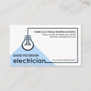 Creative Electrical Wiring Blue Bulb Electrician Business Card