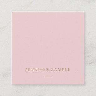 Creative Elegant Pink Gold Text Simple Template Square Business Card