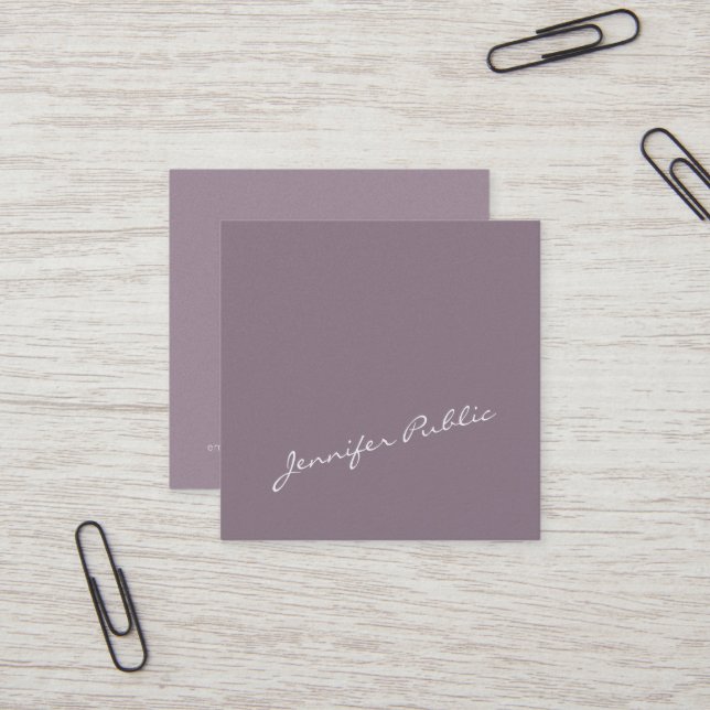 Creative Elegant Plain Design Pearl Finish Luxe Square Business Card (Front/Back In Situ)
