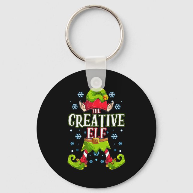 Creative Elf Matching Family Group Christmas Party Key Ring (Front)