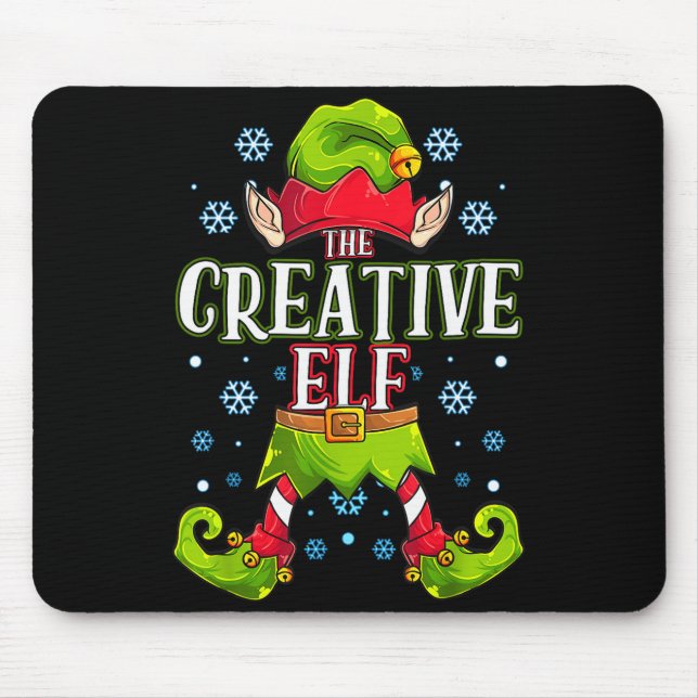 Creative Elf Matching Family Group Christmas Party Mouse Mat (Front)