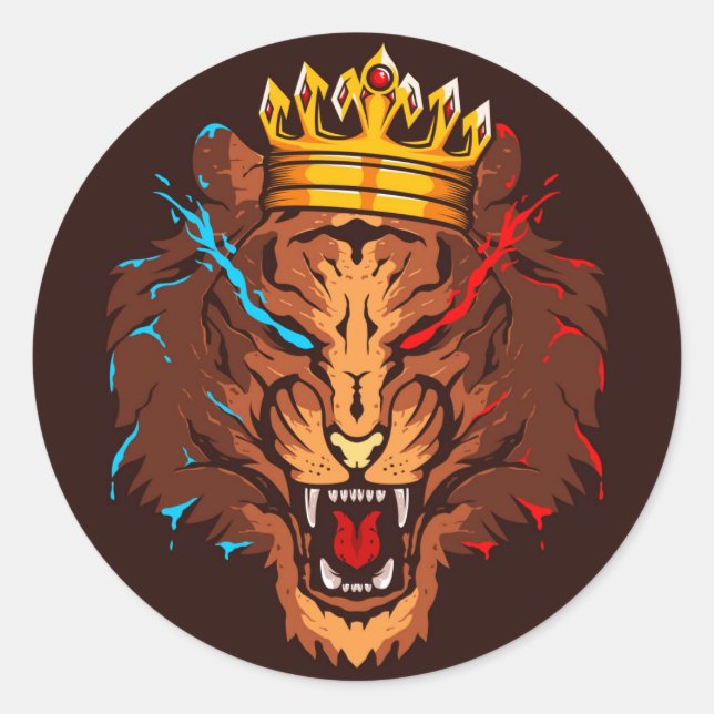 creative esport lion logo design classic round sti classic round sticker (Front)