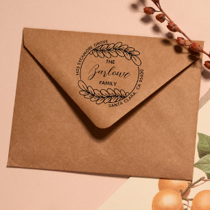 Creative Family Return Address Elegant Wreath Rubber Stamp