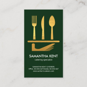 Creative Faux Gold Cutlery Serving Dish Business Card