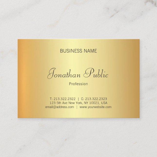 Creative Faux Gold Professional Handwritten Script Business Card (Front)
