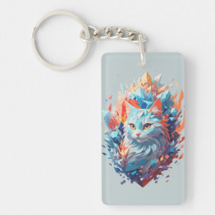 Creative Fire and Ice Cat Design Key Ring