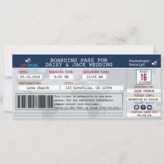 Creative Flight Boarding Pass Wedding Invite
