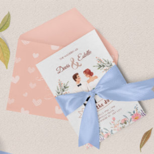 Creative Floral Illustration Wedding Invitation