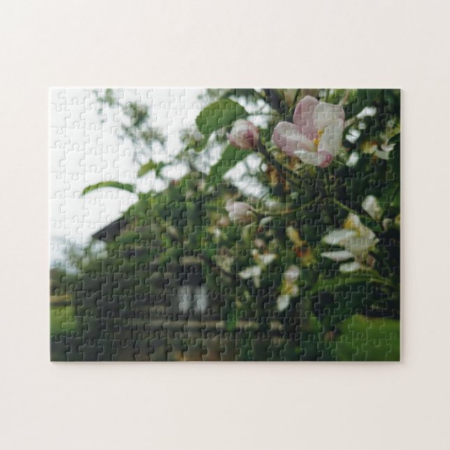 Creative flower old west cabin photo jigsaw puzzle (Horizontal)