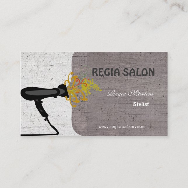 Creative Flowery  Swirls Hair Blow Dryer Stylist Appointment Card (Front)