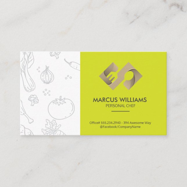 Creative Fork Spoon Logo | Chef Business Card (Front)