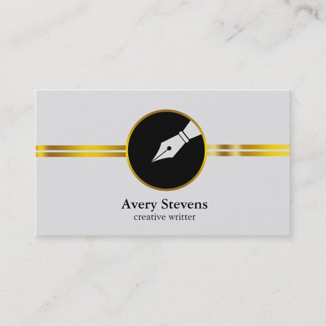 Creative Freelance Writer Calligraphy Nib Logo Business Card (Front)