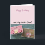 Creative Friend Birthday Wishes Card<br><div class="desc">Send someone a happy birthday message featuring handmade paper cards with cute cupcakes and hearts embellished on them. Great for those who love to craft and scrapbook.  Customise as desired.</div>