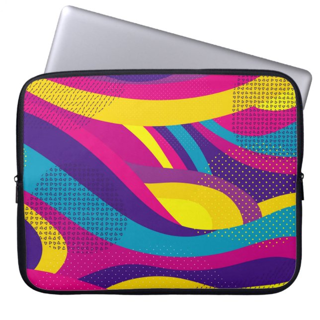 Creative geometric colorful bright background with laptop sleeve (Front)