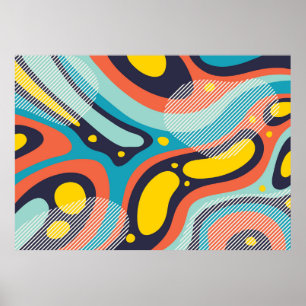 Creative geometric colourful background with patte poster