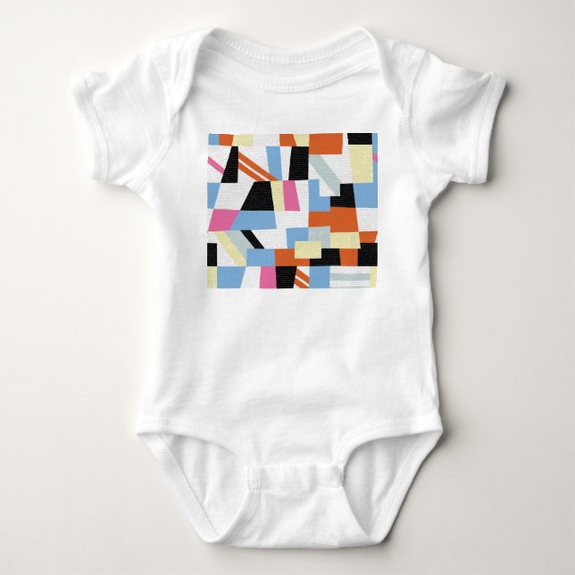 Creative Geometric: Length Pattern Design Baby Bodysuit (Front)