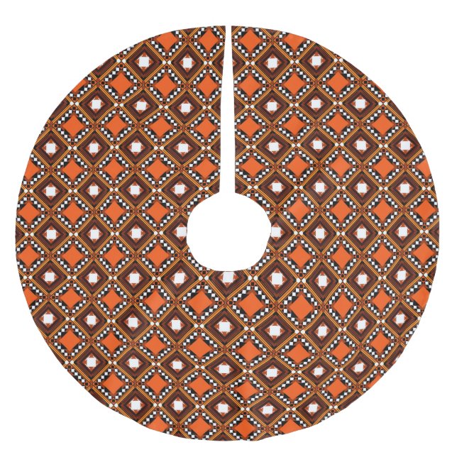 Creative Geometric, Modern Abstract Red. Brushed Polyester Tree Skirt (Front)
