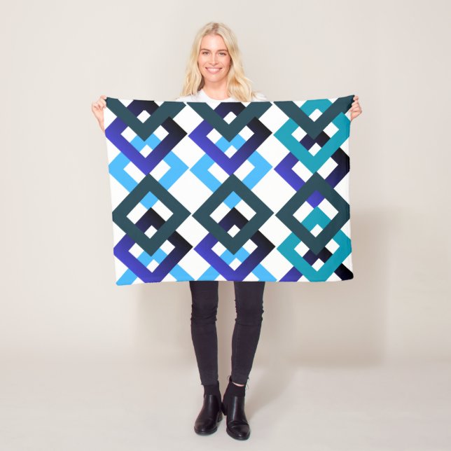 Creative geometry blue tones fleece blanket (In Situ)