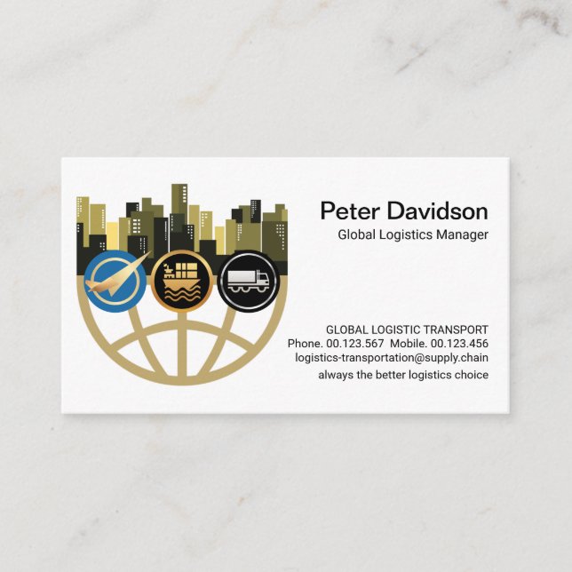 Creative Global City Frame Logistics Business Card (Front)