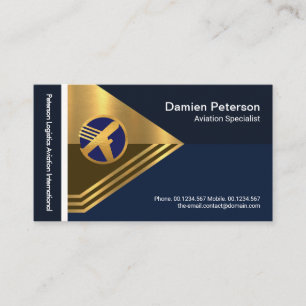 Creative Gold Arrow Logistics Aviation Pilot Business Card