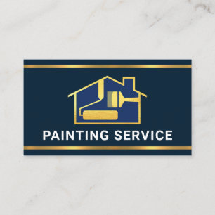 Creative Gold Brush Home Painting Border Business Card