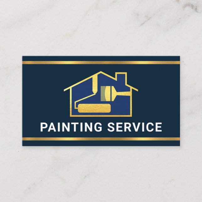 Creative Gold Brush Home Painting Border Business Card (Front)