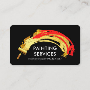 Creative Gold Brush Paint Splatter Business Card