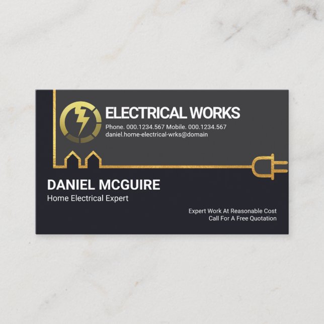 Creative Gold Building Electrical Wiring Electric Business Card (Front)
