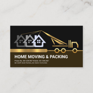 Creative Gold Crane Border Line Home Moving  Business Card