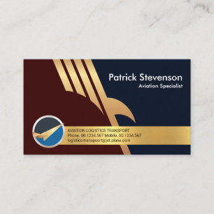 Creative Gold Eagle Falcon Wings Pilot Business Card