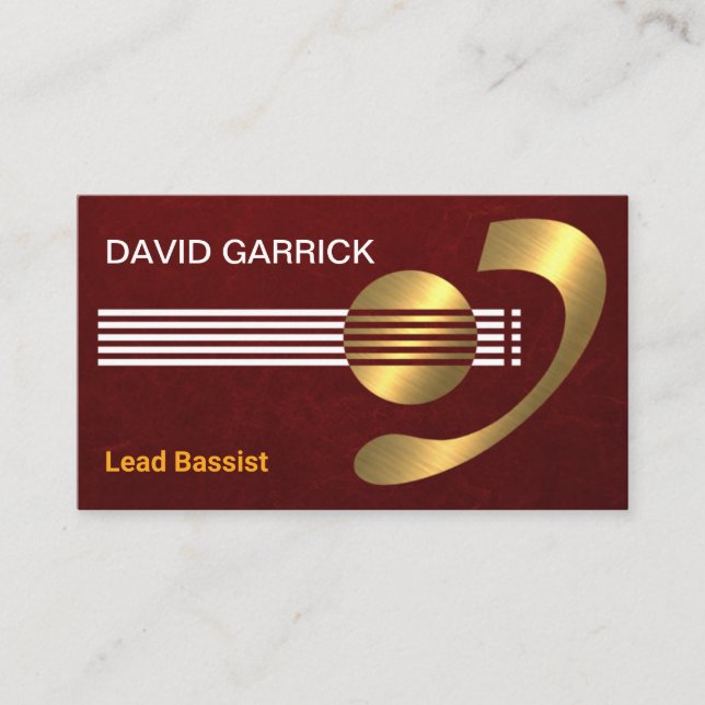 Creative Gold Guitar Bassist Business Card (Front)