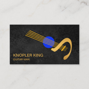 Creative Gold Guitar Stylish Grey Grunge Musician Business Card