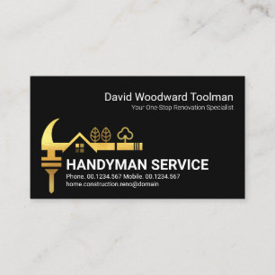 Creative Gold Hammer Home Handyman Building Business Card