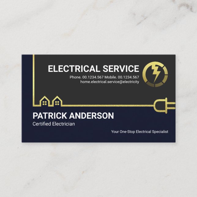 Creative Gold Home Electrical Wiring Circuit Business Card (Front)