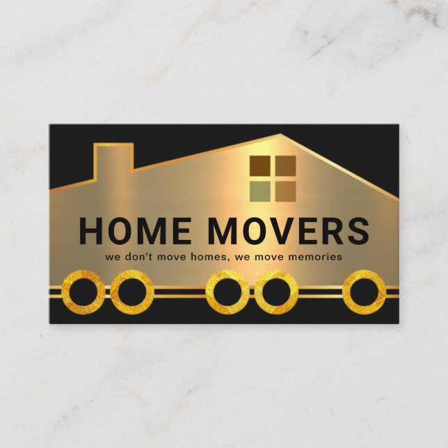 Creative Gold Home On Moving Wheels Business Card (Front)