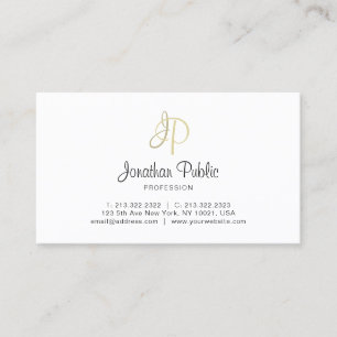 Creative Gold Monogram Minimalist Plain Trendy Business Card