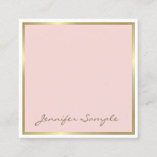 Creative Gold Pink Hand Script Font Text Modern Square Business Card