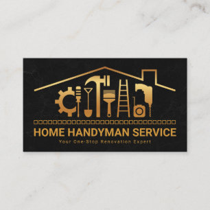 Creative Gold Rooftop Construction Tools Business Card