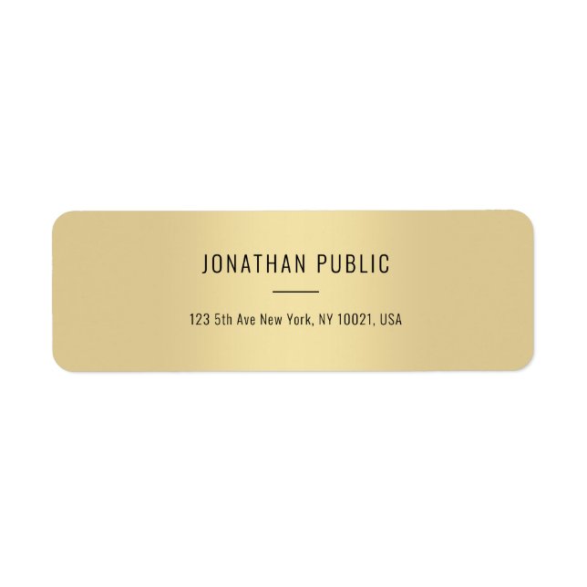 Creative Gold Template Chic Simple Return Address (Front)