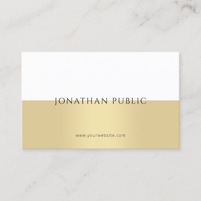 Creative Gold White Modern Simple Professional Business Card (Front)