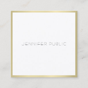Creative Gold White Modern Simple Template Elegant Square Business Card