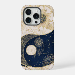 Creative Gold Yin Yang Night Day Mandala iPhone 15 Pro Case