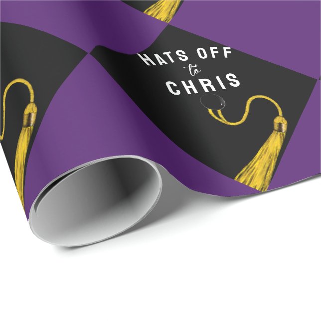Creative Graduation Purple Gift Wrapping Paper (Roll Corner)