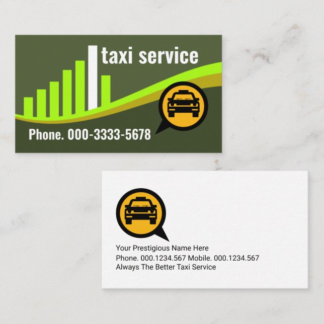 Creative Green City Hill Silhouette Taxi Business Card (Front/Back)